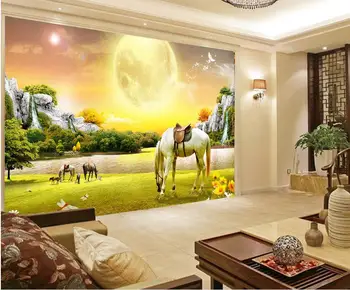 

customized wallpaper for walls European TV backdrop backdrop horse mural painting photos Home Decoration