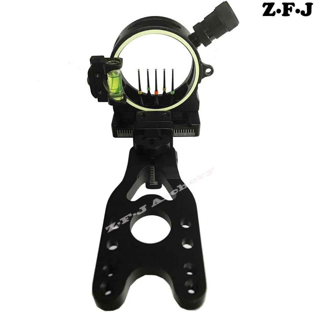 1Pcs Archery Compound Bow Sight Black 5 Pin 0.019" Fiber Optic Original