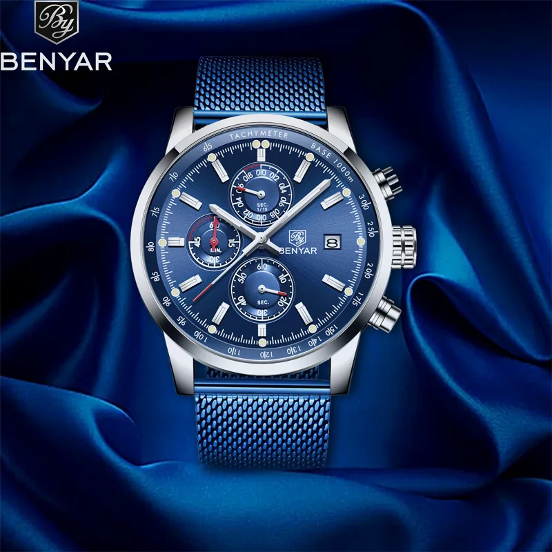 

BENYAR Men's Watches Top Brand Luxury Watch Men Military Waterproof Watch Quartz Wristwatch Mens Chronograph Relogio Masculino