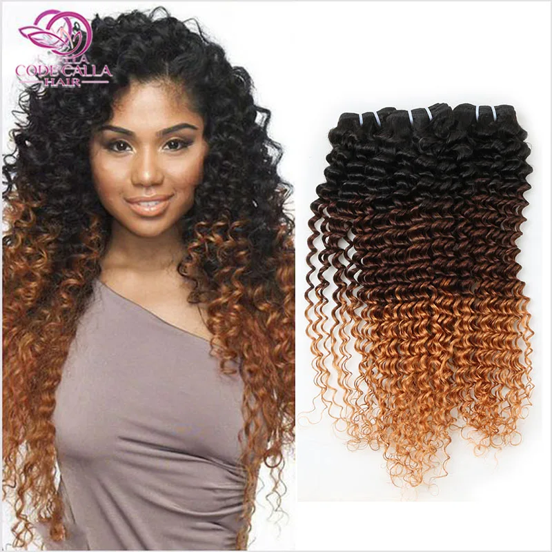 

Ombre Malaysian Kinky Curly Hair 4 pcs Full Bundles Malaysian Virgin Hair Curly Blonde Weave Two Tone Malaysian Kinky Human Hair