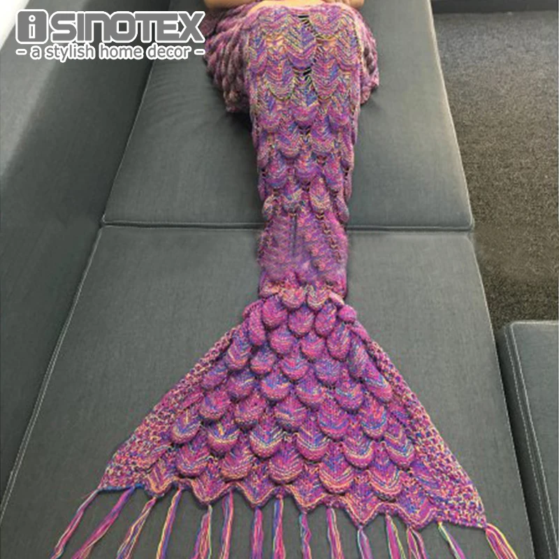 Mermaid Tail blanket Handmade Yarn Knitted Crochet Mermaid Blanket