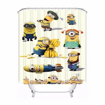 

Custom Minions Bathroom Acceptable Shower Curtain Polyester Fabric Bathroom Curtain #180320-01-149