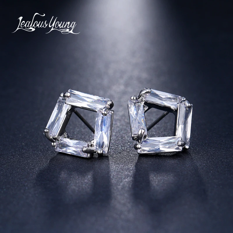 

2018 New Irregular Geometric Cubic Zircinia Stud Earrings With Shining Small Druzy CZ Ear Studs For Women Earings Brincos AE579
