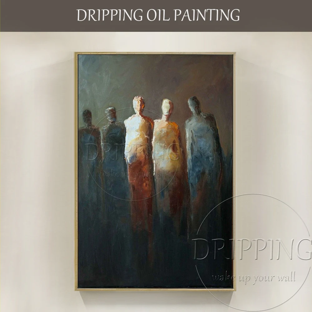 

Artist New Design Modern Abstract Portraits Oil Painting Decor Hand-painted Dark Colors Abstract Figure Painting for Living Room
