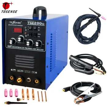 Tosense AC/DC IGBT Inverter Welding Machine Aluminum 220V TIG MMA ARC Stick 200A Welder With Welding Consumables TSE200G