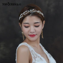 TOPQUEEN HP115 свадебные золотые повязки для Свадебная вечеринка груши и стразами бисера Hairwear модные аксессуары для волос ювелирные изделия
