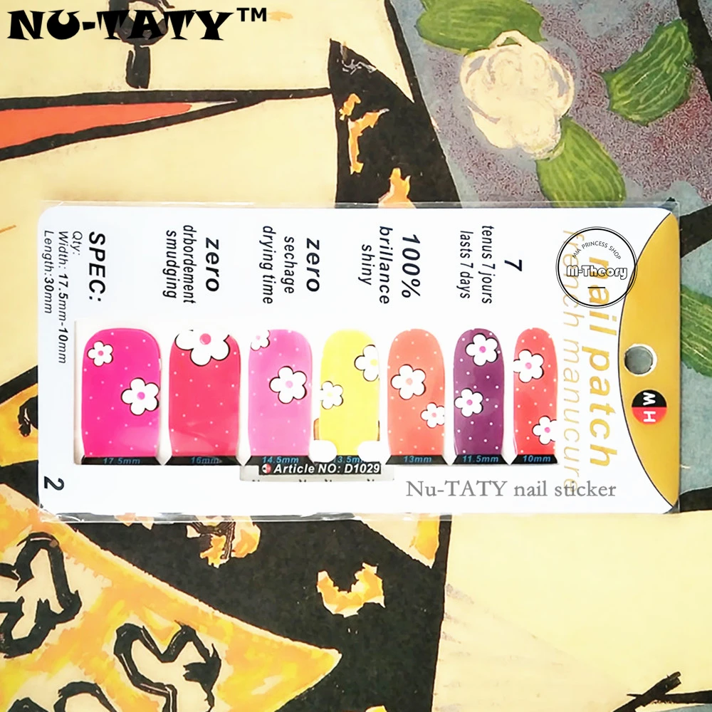 

Nu-TATY Mixed Color Small Flowers Nail Sticker 14 pcs/set Waterproof Nail Decals Art Stickers Gel Polish French Manicure
