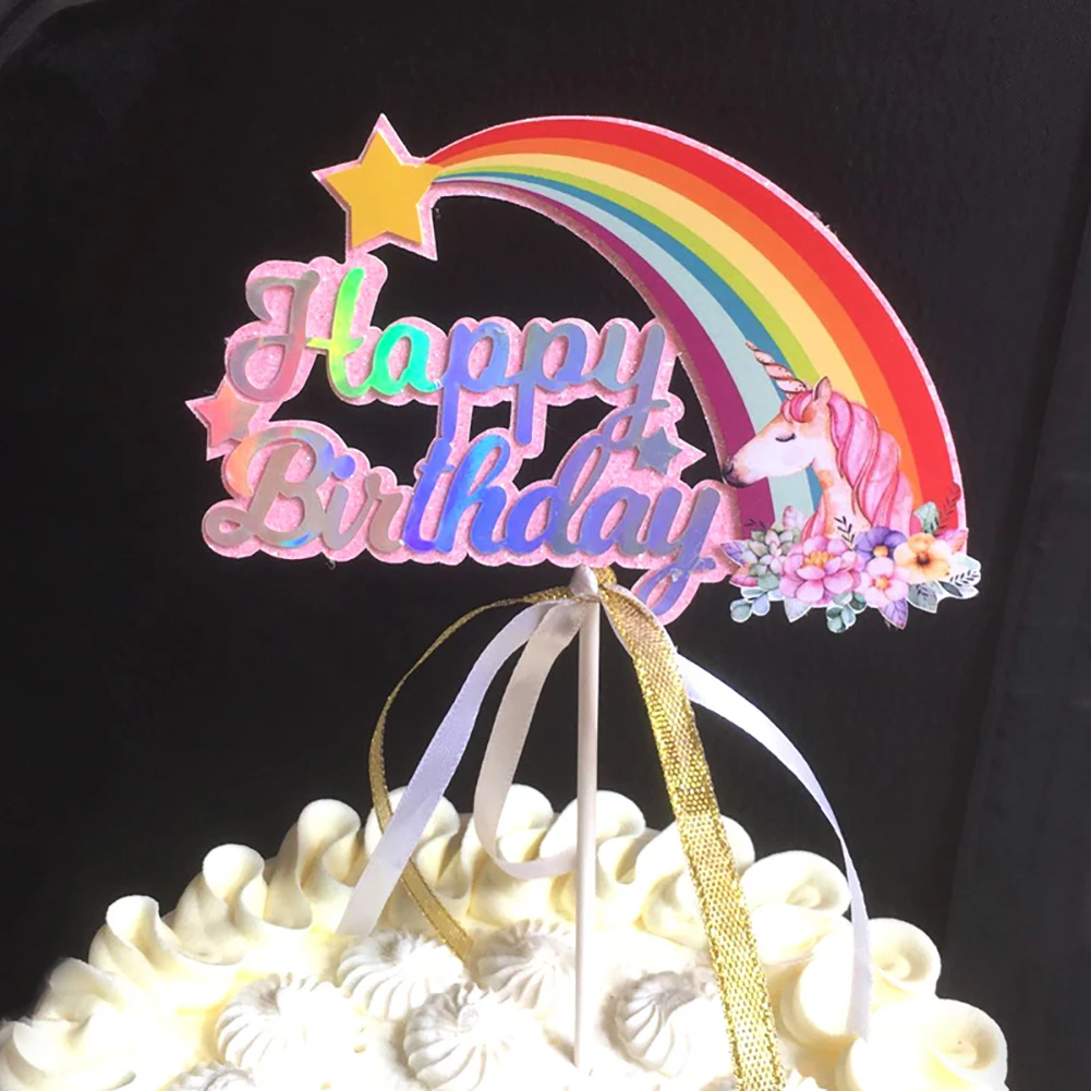 Радуга торт Топпер День рождения украшение торт плагина кекс топперы(розовый/синий) как показано