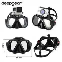 Deepgear черная маска для дайвинга закаленного стекла подводное и трубкой маска для GoPro HERO камеры близорукие взрослых силиконовая маска Dive