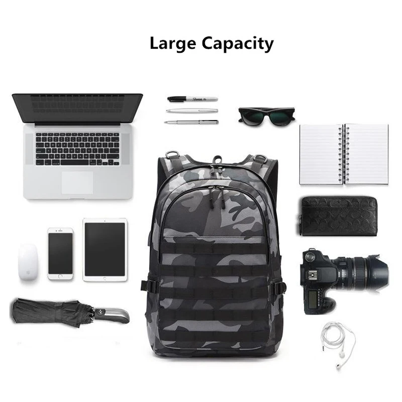 PUBG рюкзак мужская сумка Mochila Pubg Battlefield infants пакет камуфляж путешествия холст USB разъем для наушников сзади сумка рюкзак