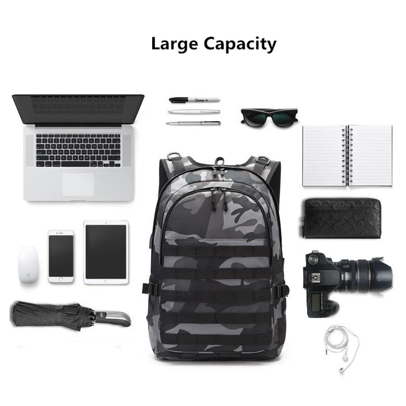 PUBG hombres de Mochila bolsa Mochila Pubg campo de batalla de infantería paquete camuflaje viajes de auriculares USB Jack bolsa Mochila nuevo PUBG hombres de Mochila bolsa Mochila Pubg campo de batalla de infantería paquete camuflaje viajes de auriculares USB Jack bolsa Mochila nuevo