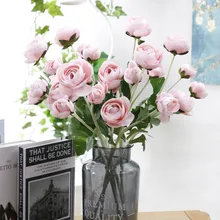 5 голов искусственные лютики Азиатский цветок поддельные Лотос шелковые цветы чайная роза декоративная Цветочная ветка