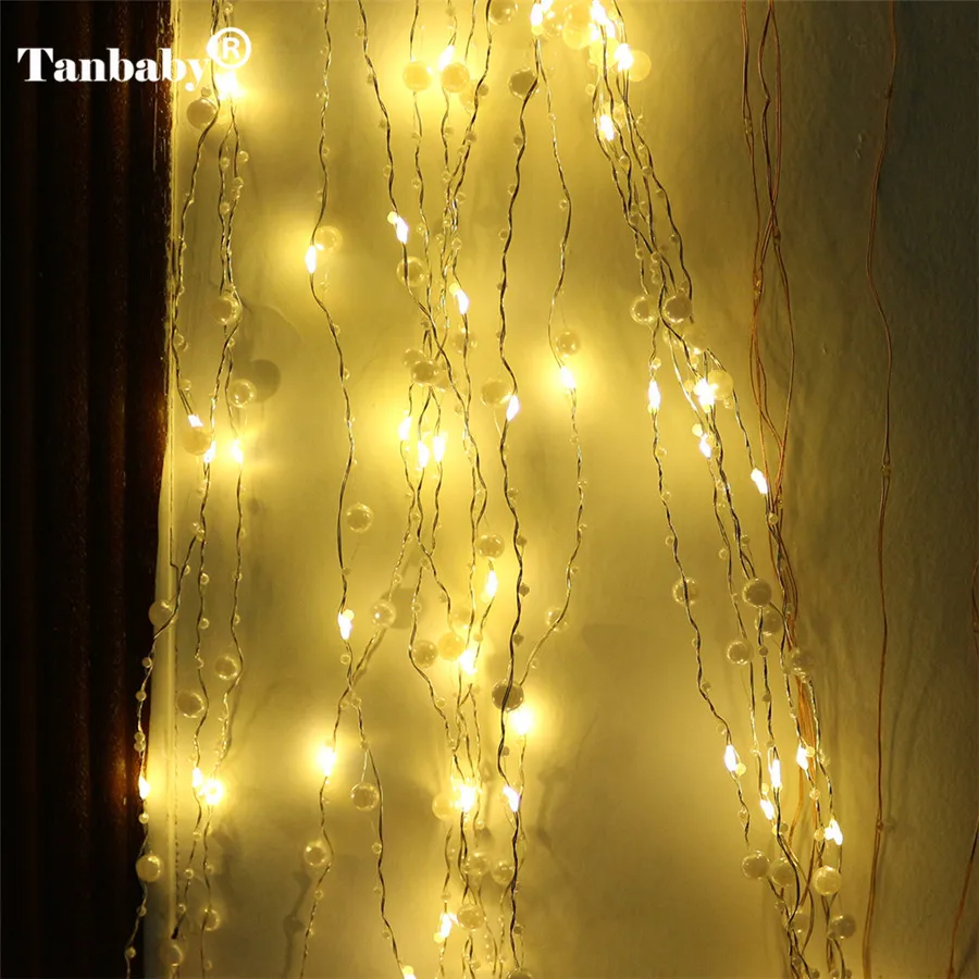 

Tanbaby Fairy LED String Light 2M 200 LED Decorative Pearl Garland Rope Copper Wire Starry String Lights for Party wedding