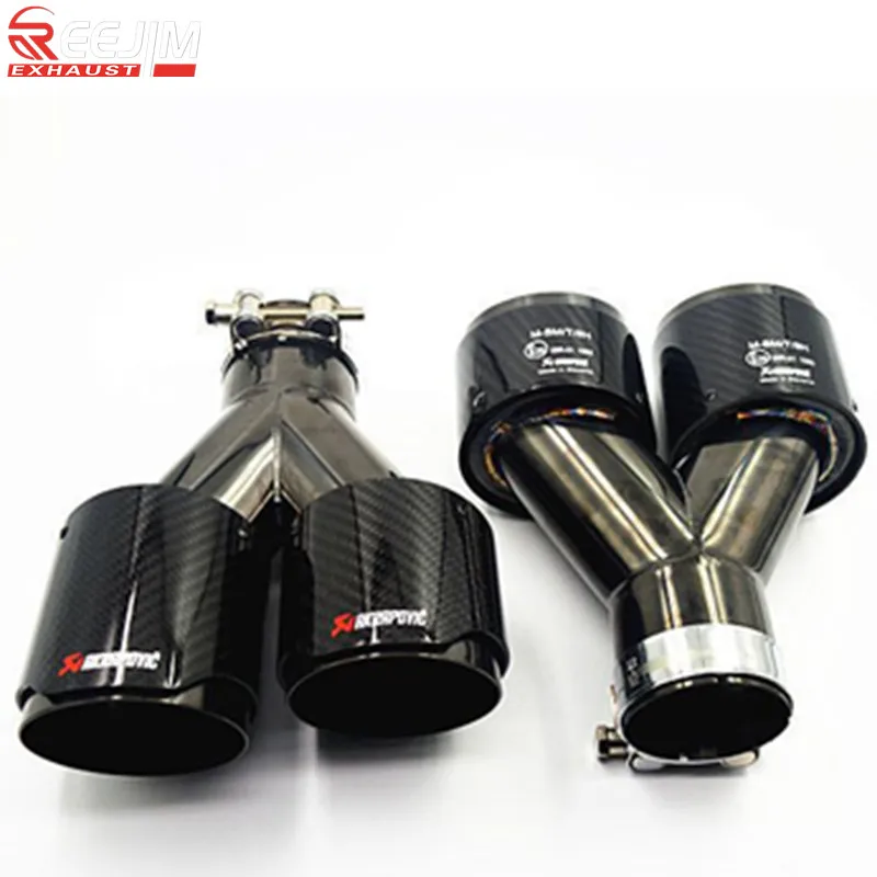 

2PCS Dual AKRAPOVIC exhaust tip carbon fiber exhaust tip exhaust pipe muffler Matt Black Exhaust Tip Black brushed