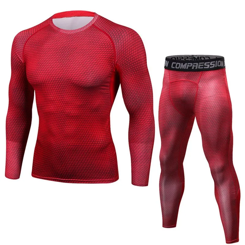 Men Quick Dry Compression Long Johns 3d Two Piece Set Fitness Winter Male Spring Autumn Sporting Runs Workout Thermal Underwear - Цвет: ZLY0102