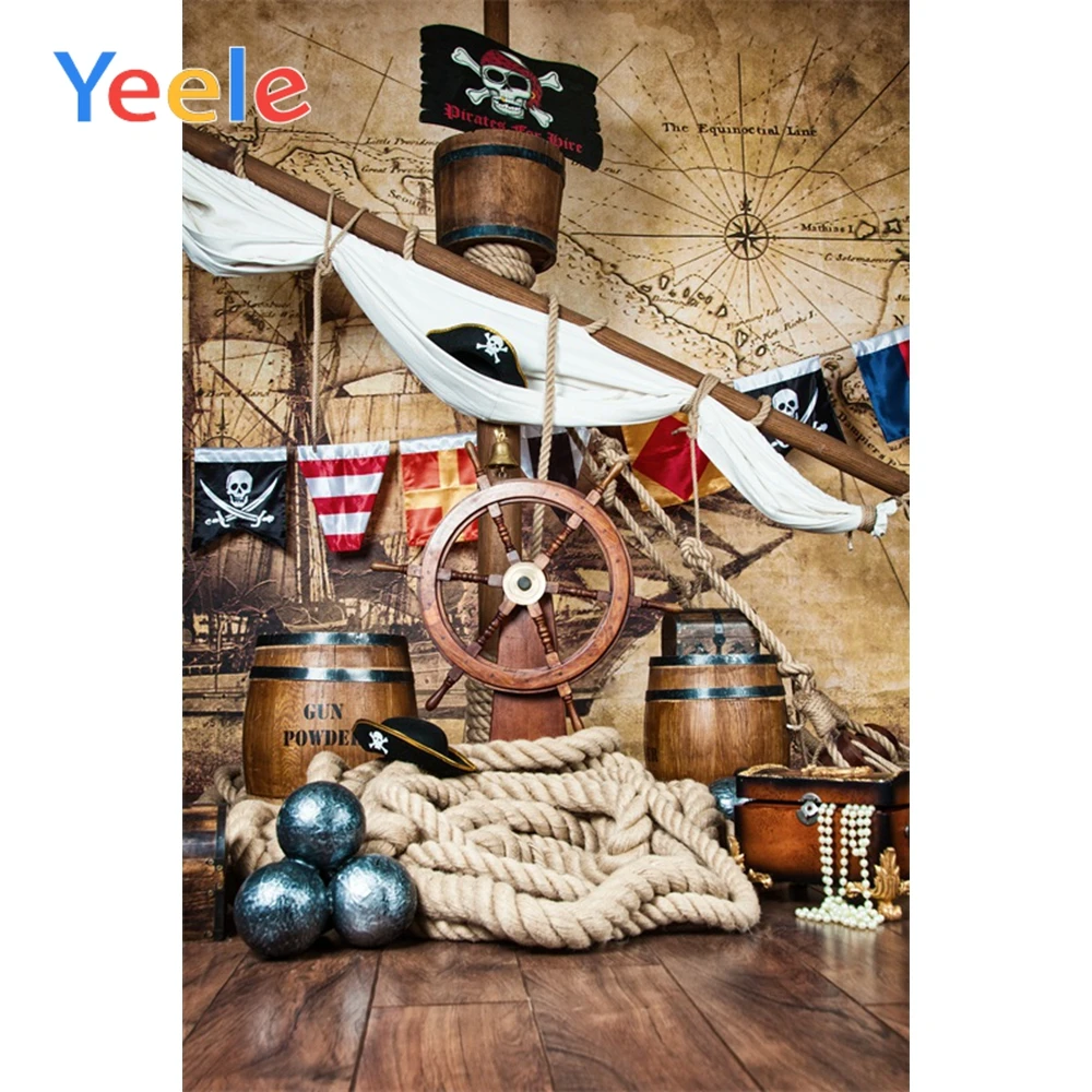 

Yeele Pirate Backdrop For Photography Ship Deck World Map Party Baby Children Portrait Photographic Backgrounds For Photo Studio