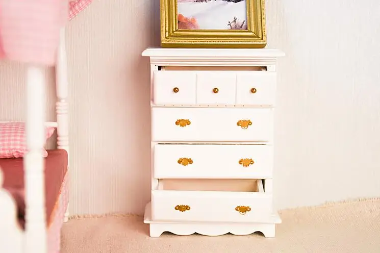 G08-X014 rement الأطفال طفل هدية لعبة 1:12 دمية مصغرة الأثاث مصغرة خشبية بيضاء خزانة 1 قطع