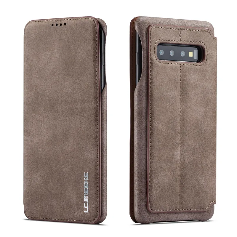 Для Coque samsung S10 Чехол кожаный магнитный чехол для телефона Hoesje samsung Galaxy S10 Plus Чехол-книжка для samsung S10 e - Цвет: Кофе