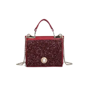 

Luxury Diamond Fashion PU Leather Chain Women Party Clutch Shoulder Tote Mini Crossbody Bag Female Flap Bolsa Designer Party Bag