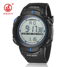 OHSEN цифровые часы Relogio мужские наручные часы синий резиновый ремешок Будильник хронограф дат lcd 50 м плавание спортивные мужские часы Horloge подарок