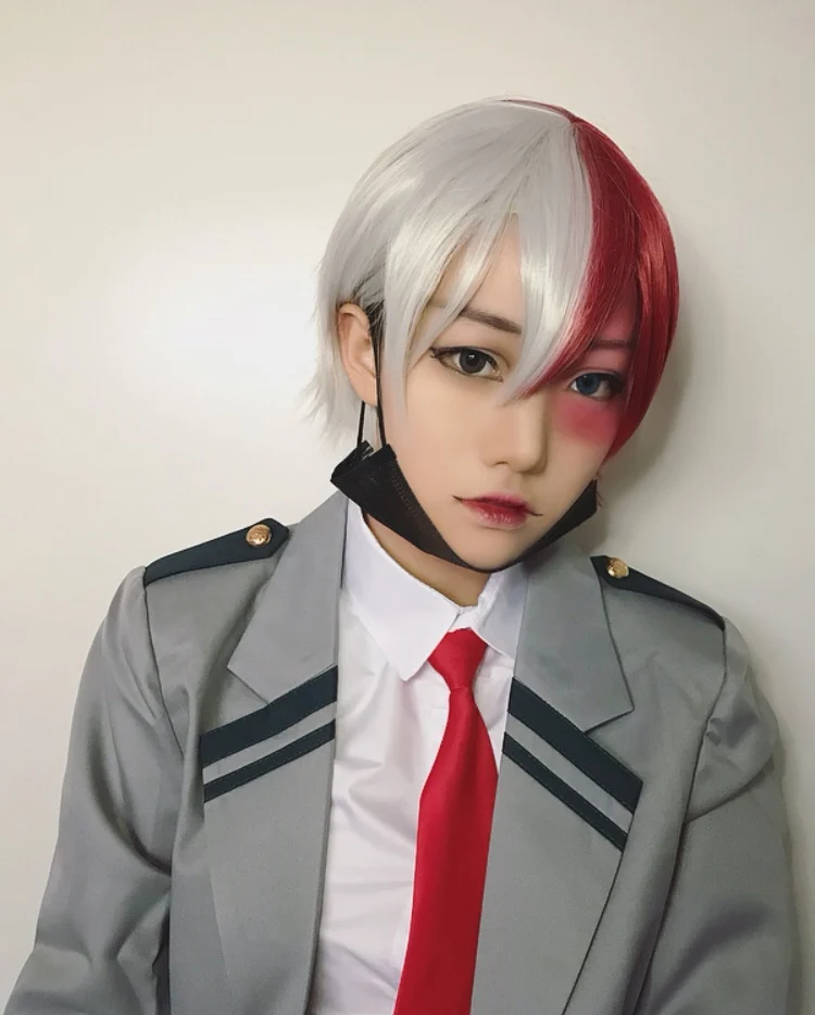 Парики My Hero Academia Boku no Hiro Akademia шото Тодороки Shouto серебристый белый и красный парик