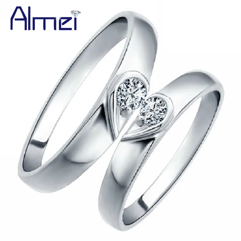 Almei Hart Paar Ring Voor Vrouwen Zilver Kleur Gift Mannen Sieraden
