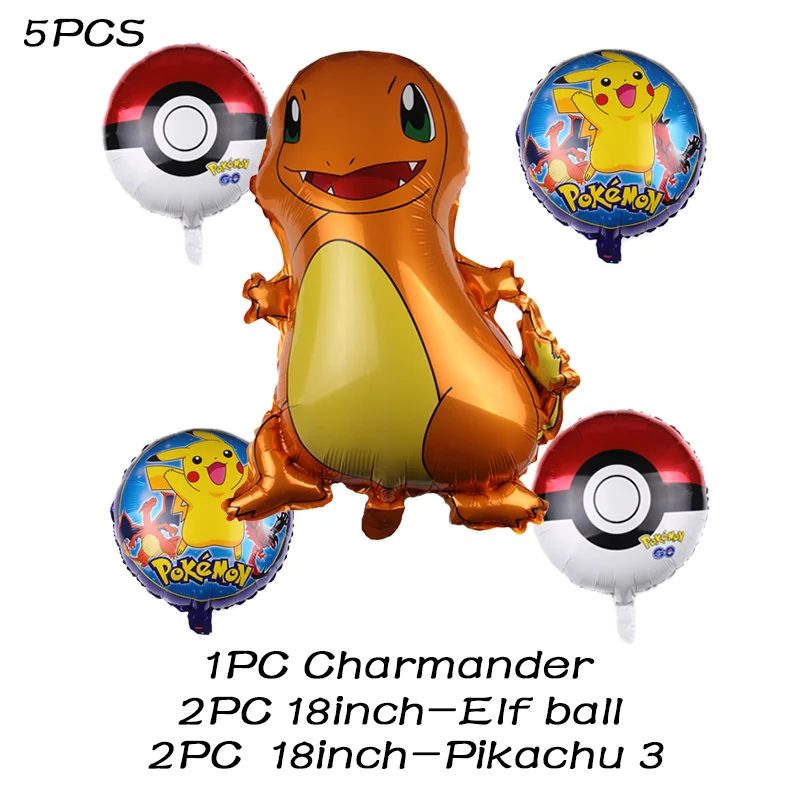 Мультфильм Пикачу Pokemon Go фольгированные шары с днем рождения украшения для детской вечеринки игрушки для детского дня рождения - Цвет: 5pcs Charmander 3