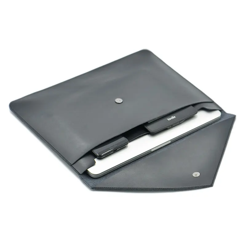 Premium Microfiber Leather Laptop Sleeve with Dual Pockets - Envelope Style