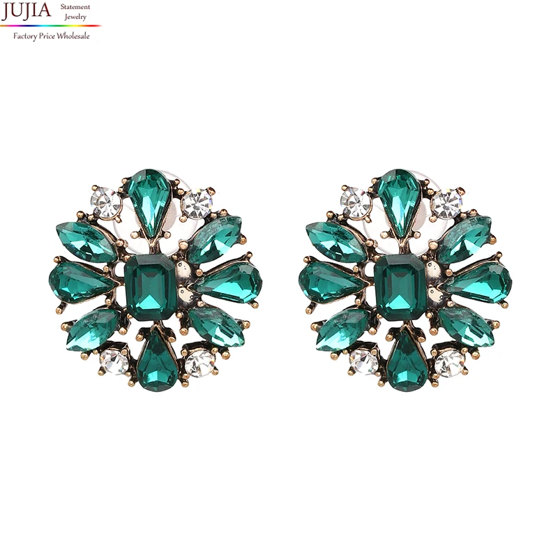 Jujia 2 цвета Для женщин модные серьги-гвоздики ASOS Новое поступление бренд сладкий металла с кристаллами серьги для девочек