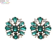 Jujia 2 цвета Для женщин модные серьги-гвоздики ASOS Новое поступление бренд сладкий металла с кристаллами серьги для девочек