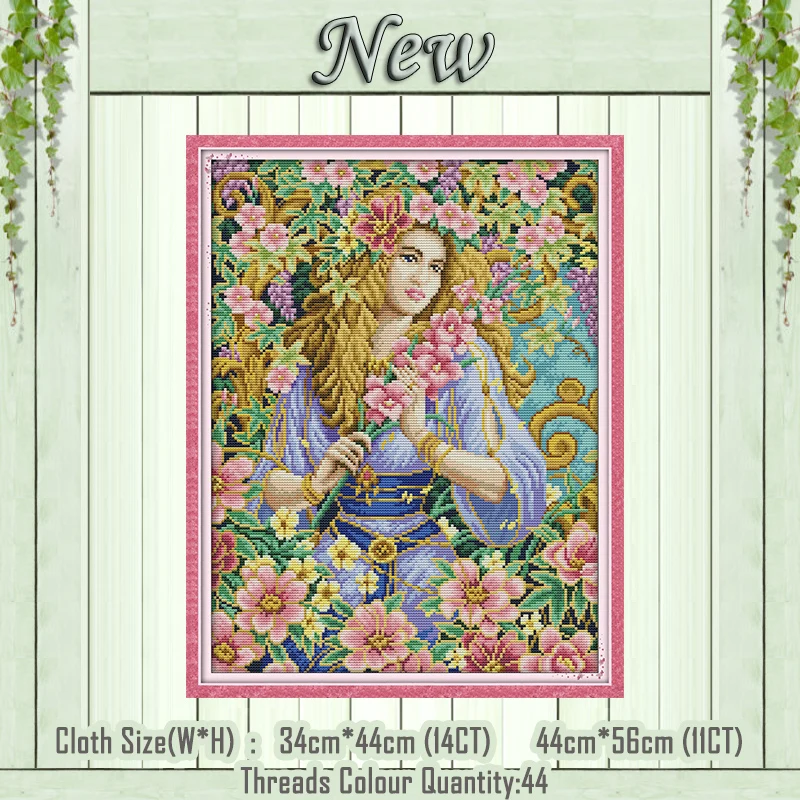 

Flower Fairy beauty girl decor painting counted printed on the canvas DMC 11CT 14CT kits Cross Stitch embroidery needlework Sets