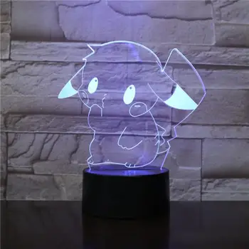 

Pikachu 3D Lamp Pokemon GO Game Figures Illusion Night Light LED Bulb Multicolor Children's Gift Kid Toy AA Battery Touch Base