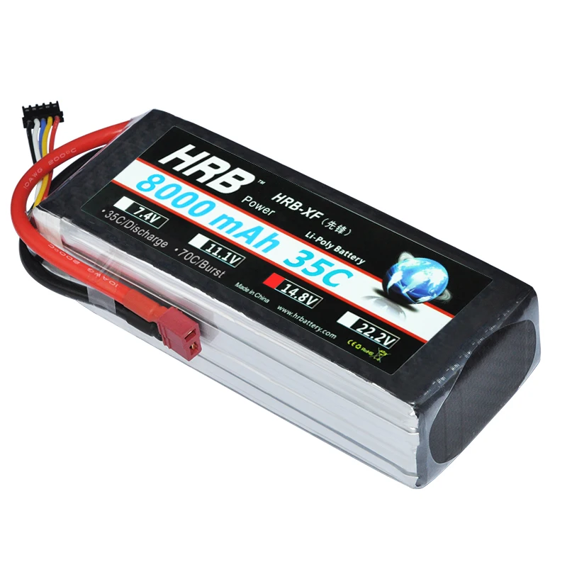 HRB RC Lipo 2S 3S 4S 5S 6S батарея 7 4 V 11 1 14 8 18 5 22 2 8000mAh 35C 70C XT60 вилка для радиоуправляемого