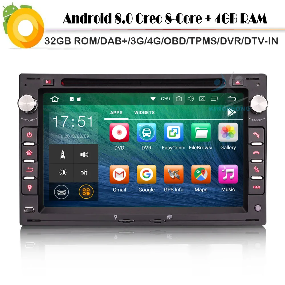Восьмиядерный Android 8,0 Авторадио спутниковой DAB+ радио Wi-Fi 4G DVD BT gps USB DVR OBD2 автомобильный мультимедийный плеер для PASSAT поло Бора
