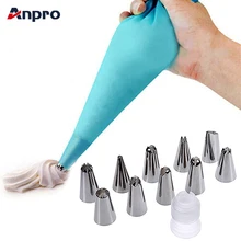 Anpro 12 шт./компл. силиконовая насадка для айсинга Крем кондитерский мешок Нержавеющая сталь насадка насадки-конвертеры для кондитерских насадок форма для выпечки тортов DIY украшения инструменты