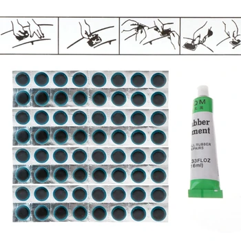 

64 Pcs+1 Pc 16ml Portable Bicycle Tire Repair Kits Bike Rubber Patch Cold Glue Tools Sets Home Outdoor Use
