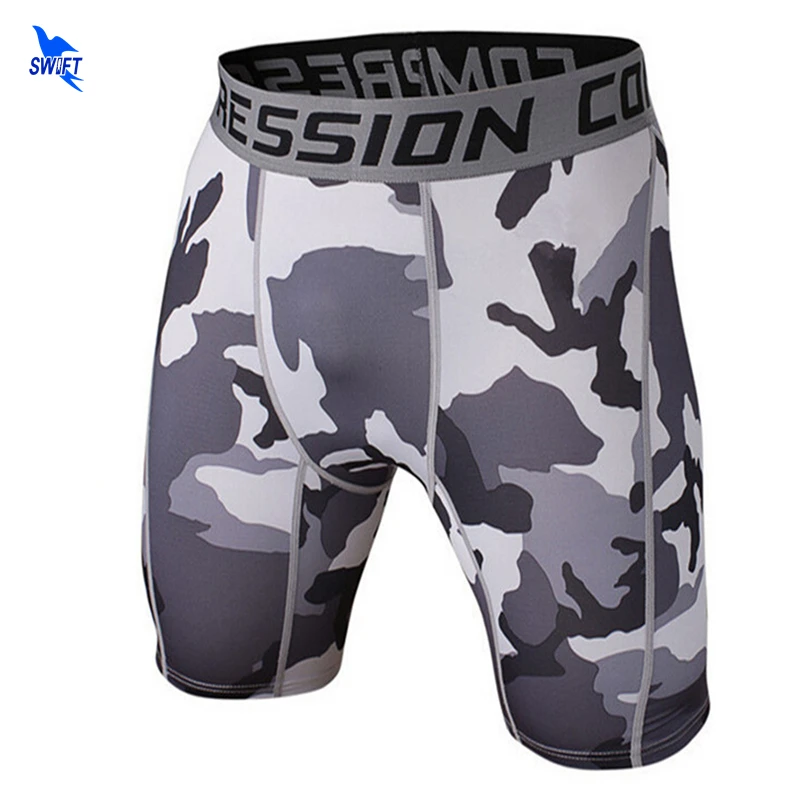 

2019 Men Compression Shorts High Elasticity Camouflage Skin Tights Base Layer Fitness Mens Dry Fit Short Leggings Sport Clothing