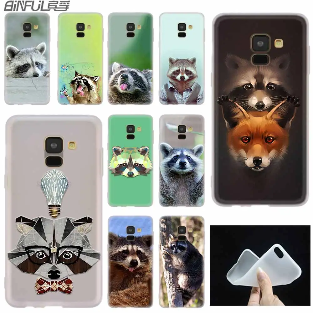 

Geometric Raccoon Zoo case Silicone cover Phone Shell For Samsung Galaxy A6 A8 A9 A7 A5 A3 Plus 2018 2017 2016 2015 A6S Pro Star