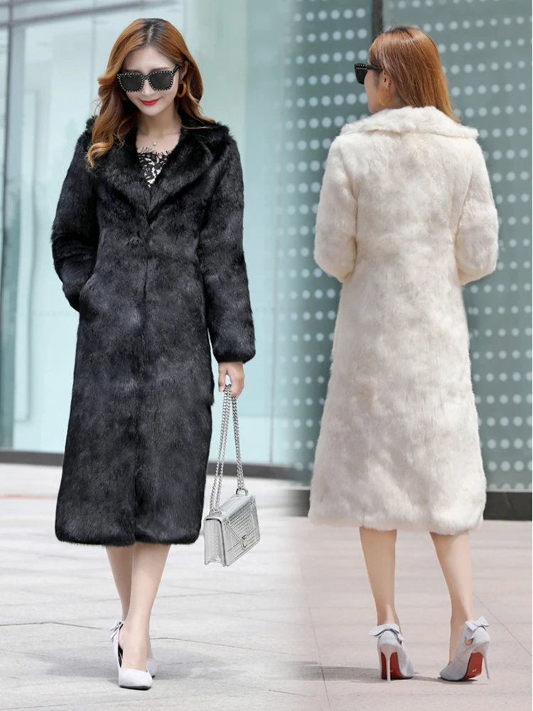 Новая шуба женская длинная куртка осенняя и зимняя женская шуба из искусственного меха женская куртка размера плюс теплая зимняя парка S-6XL
