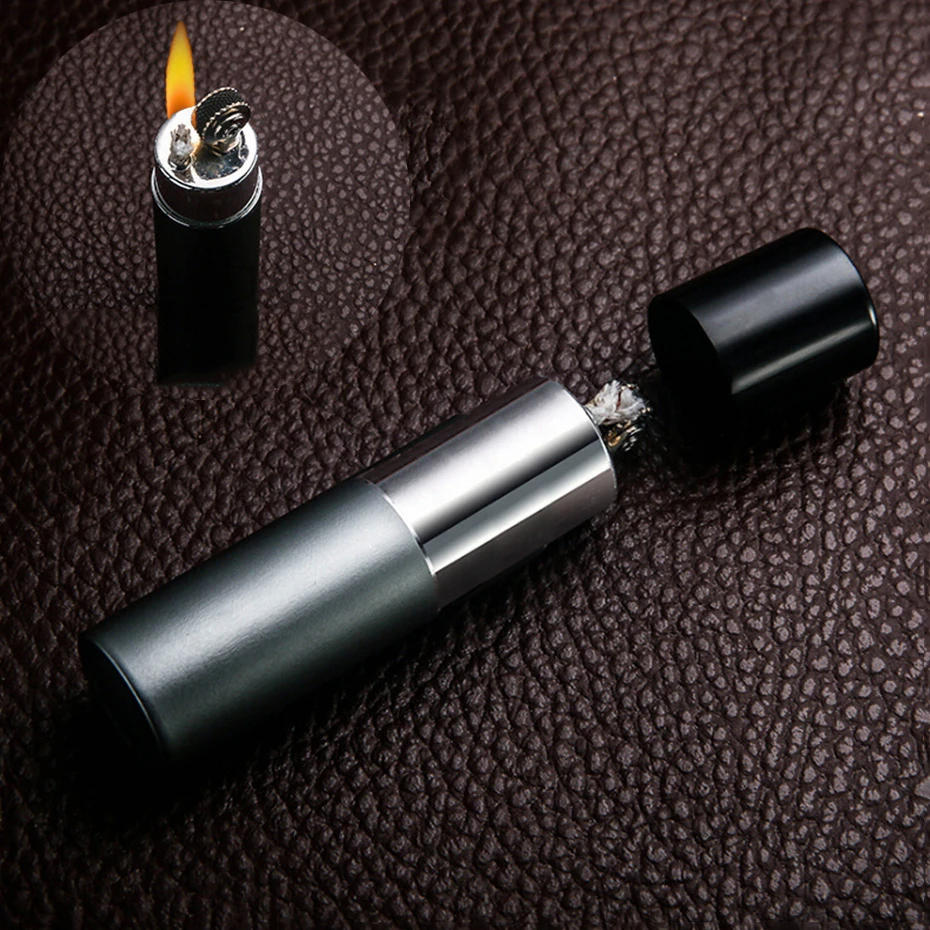 

YINGTOUMAN Capsule Compact Kerosene Lighter Pocket Mini Gasoline Lighter Inflated Oil Lighter Outdoor Burner Survival Tools
