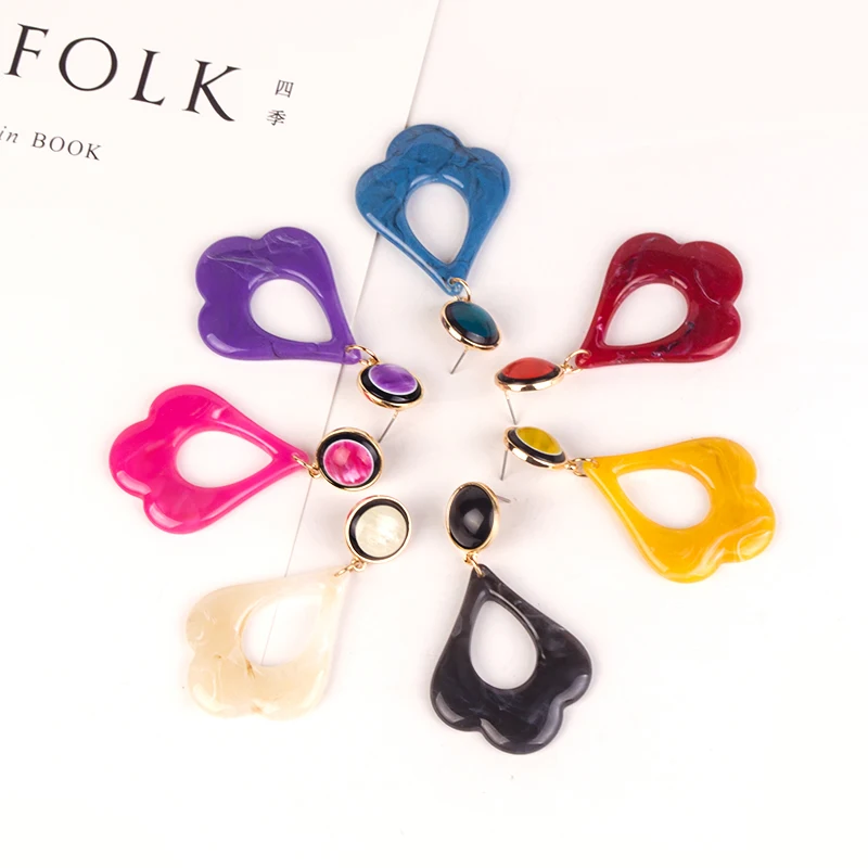YUQINQIN Trendy Drop Earrings for Women Acrylic Earrings Female Big Long Flower Dangling Fashion Elegant Resin Wedding Earring (5)