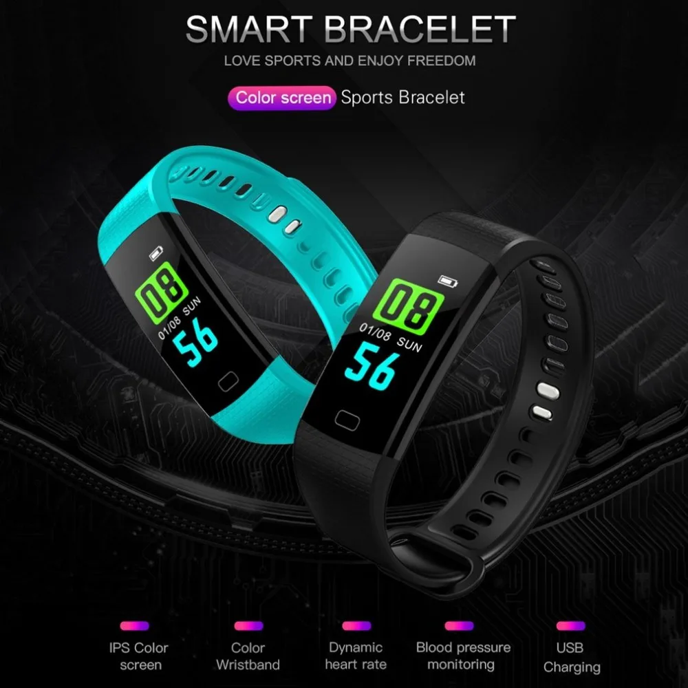 Y5 Fitness Bracelet Smart Wristbands Heart Rate Monitor Blood Pressure Fitness Tracker Smart Bracelet Color Screen Band