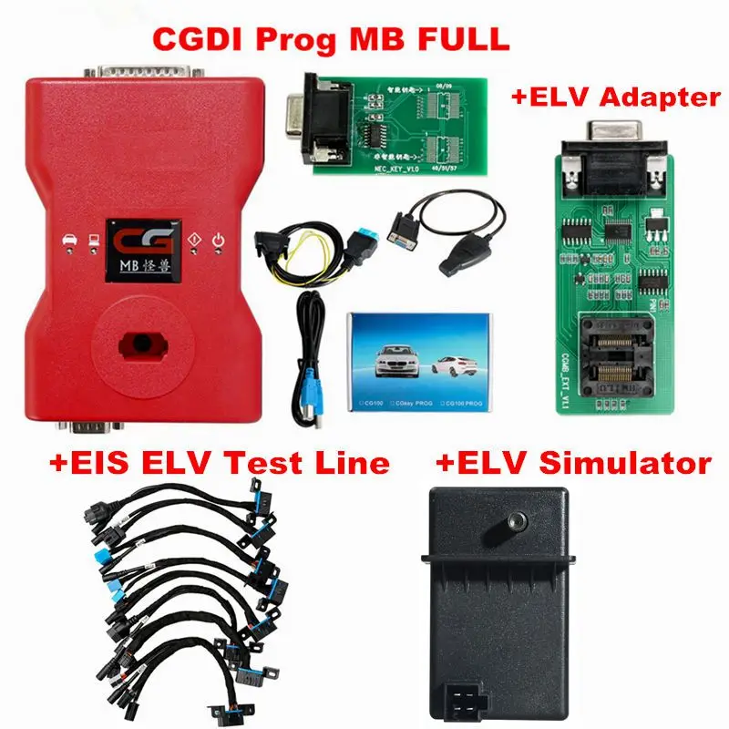CGDI Prog MB для Benz Поддержка всех ключей, самый быстрый ключ с ELV адаптером и симулятором и адаптером переменного тока и EIS ELV CGDI для Benz - Цвет: CGDI AND 2ELV 8