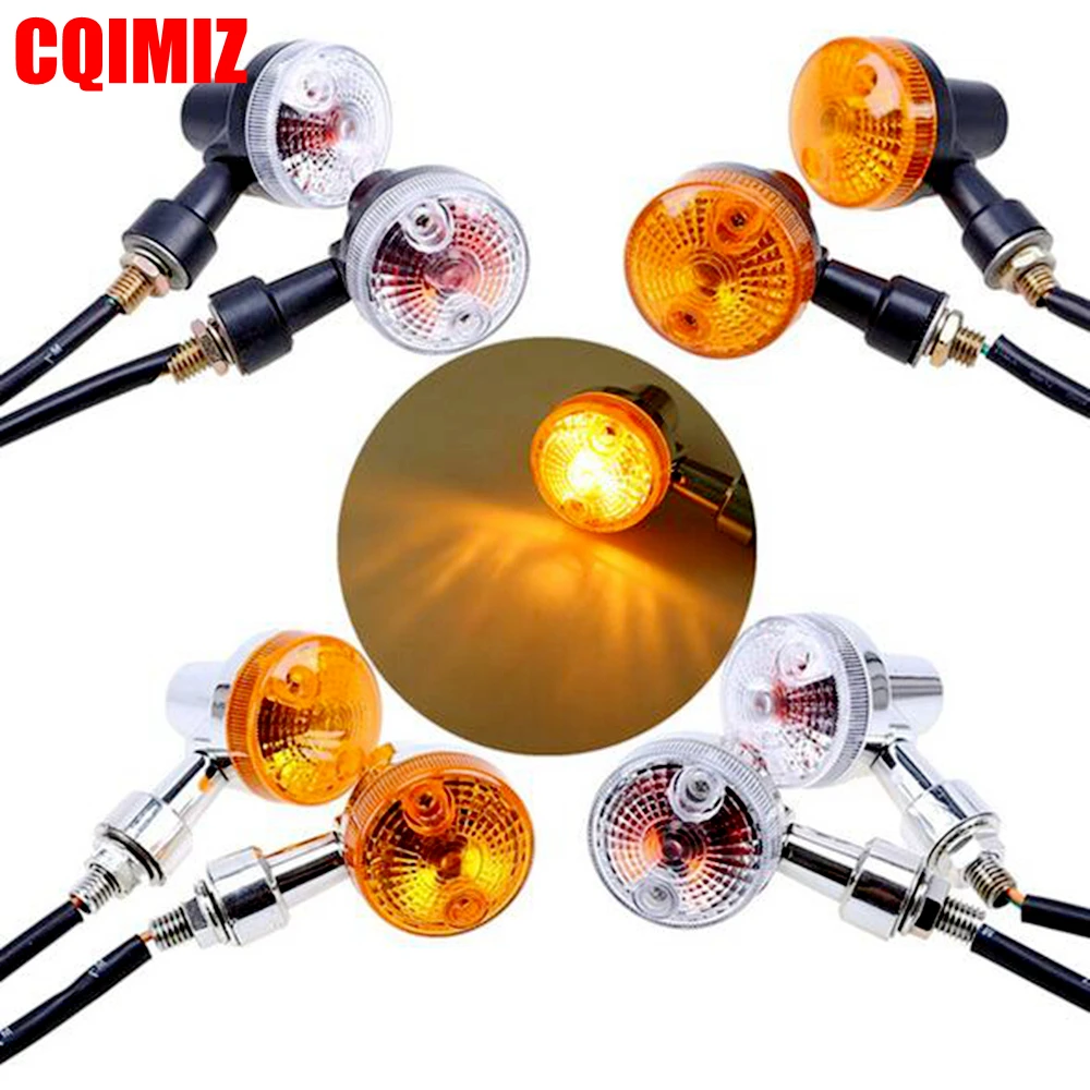 

1 Pair Motorcycle Turn Signal Lights Indicator Lamp Amber Bulb Cafe Racer Flashers For Kawasaki Suzuki Harley 883 GN125