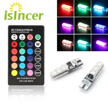 2 шт. Универсальный Автомобильный RGB светодиодный 12 В T10 светодиодный RGB 5050 6SMD пульт дистанционного управления для чтения светильник на танкетке сигнальная лампа и