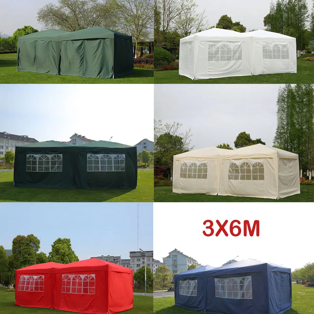 Special Price Large 6x3m WATERPROOF Pop Up Garden Gazebo Arbor Party Tent with Sides Window Bag Country Fair All closed Tent