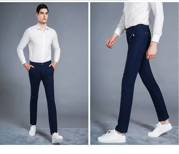 2019 Slim Fit Повседневное прямые Брюки Новое поступление хлопковые брюки Для мужчин Sliod плотные рейтузы Homme Для мужчин s джоггеры Большой размер