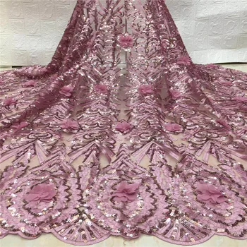 

Madison Embroidery glitter sequence African french sequins lace fabric for women dress 2019 high quality Nigerian net tulle lace