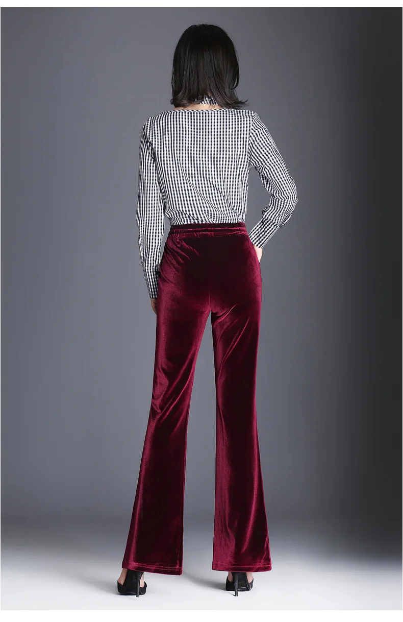 Шеран осенне-зимние штаны Для женщин элегантные женские кулиска на талии Micro расклешенные брюки плюс Размеры 4XL прямые Повседневное