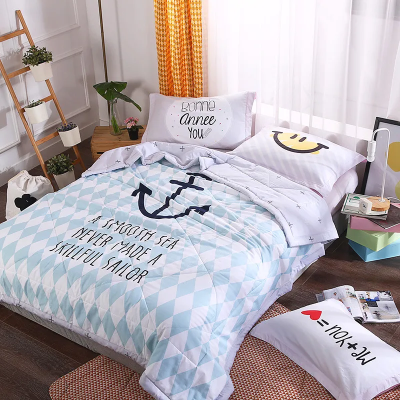 

Light White Rectangular Letter Pattern 100% Cotton Fabric Summer Quilts/Comforter Free Shipping 200x230cm Sizes For Adults Quilt